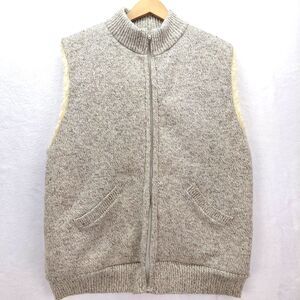 VTG Winona Knit Sweater Vest Men XL Beige Wool Full Zip Thick Heavyweight Sherpa
